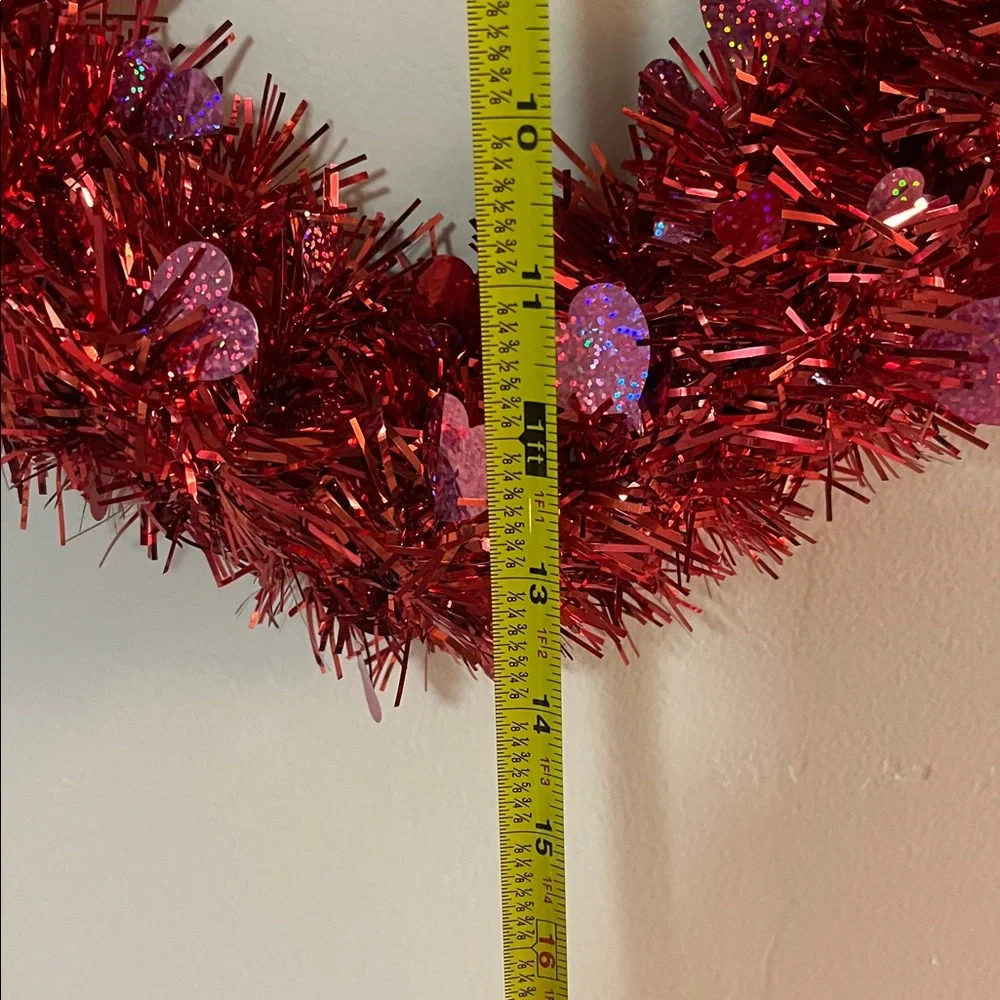 Festive Red Heart-Shaped Holiday Wreath